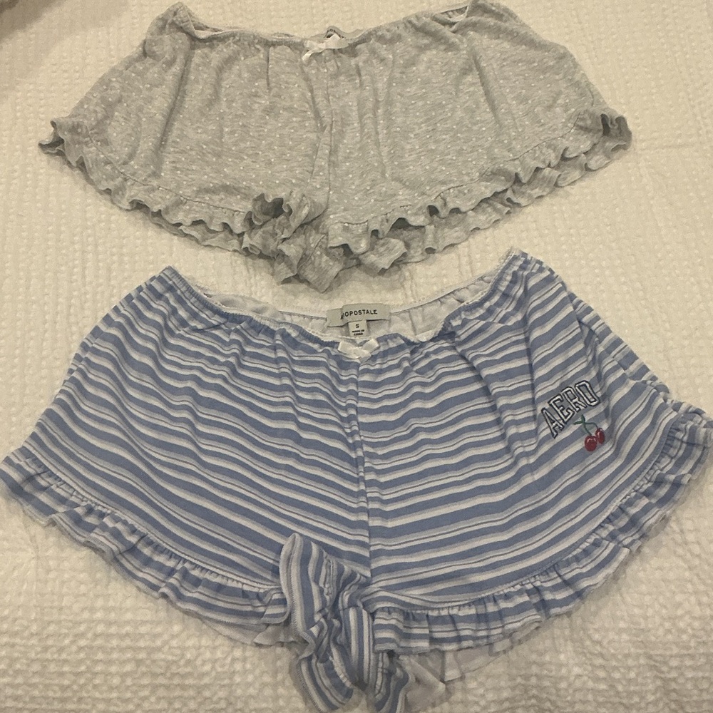 Aeropostale Blue Striped & Gray Polka-Dot Lounge Short Set